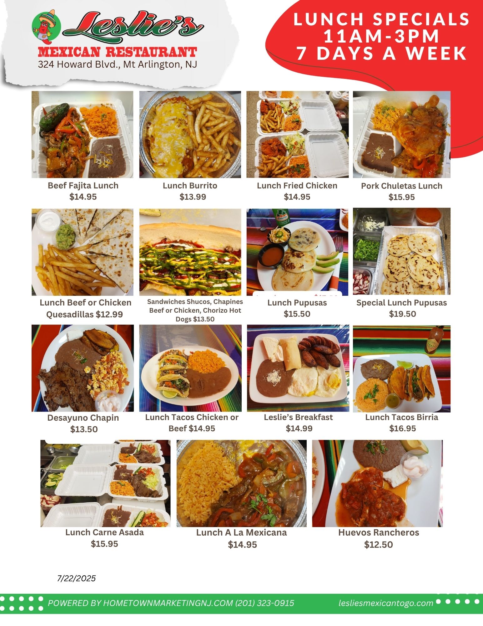 Leslies Mexican Restaurant Lunch Specials 7222025 v2
